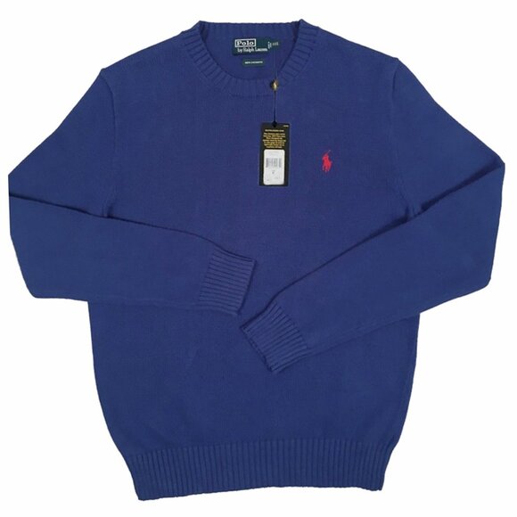 NEW Polo Ralph Lauren Big & Tall Crewneck Sweater!  Royal Blue  Red Polo Player - Picture 1 of 1